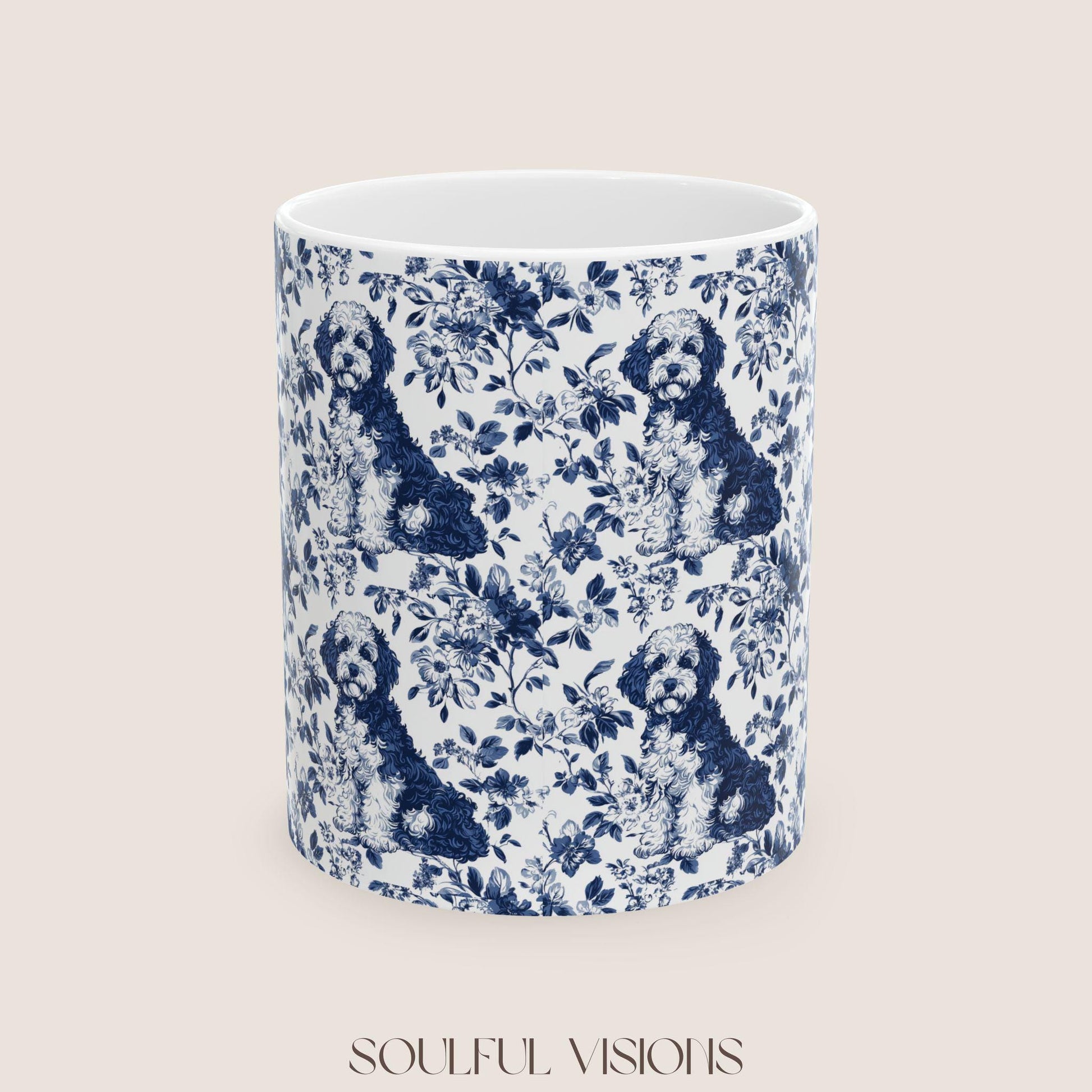 Bernedoodle French Blue Toile de Jouy Mug, Bernedoodle Mug , Bernedoodle, Bernedoodle Gifts , Bernedoodle lover Gifts, Dog toile mug