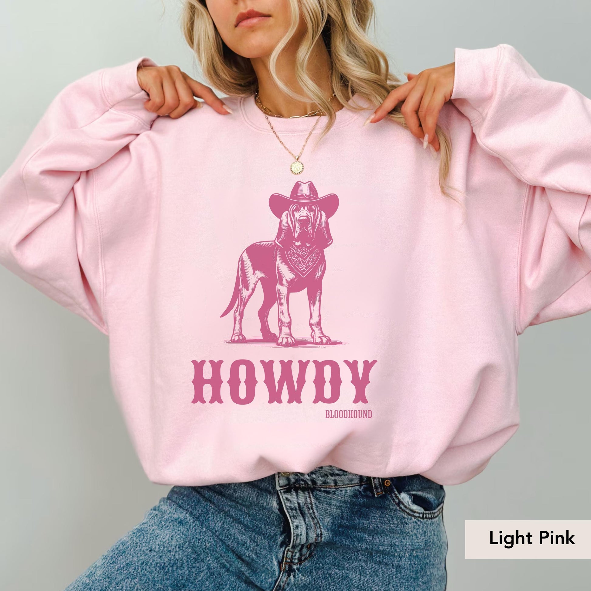 Howdy Bloodhound Sweatshirt, Bloodhound, Bloodhound mom, Dog mom crewneck, Bloodhound gift, Bloodhound Sweatshirt, Dog Cowboy