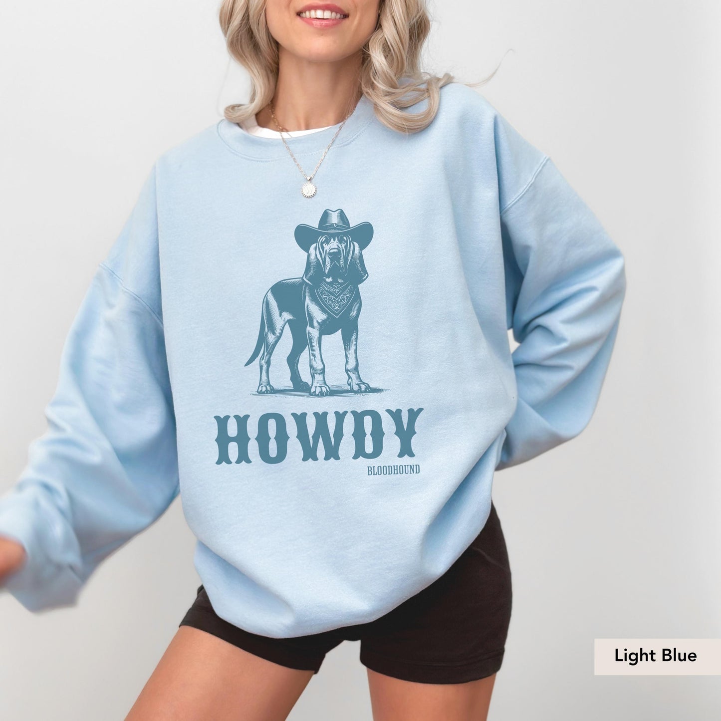 Howdy Bloodhound Sweatshirt, Bloodhound, Bloodhound mom, Dog mom crewneck, Bloodhound gift, Bloodhound Sweatshirt, Dog Cowboy