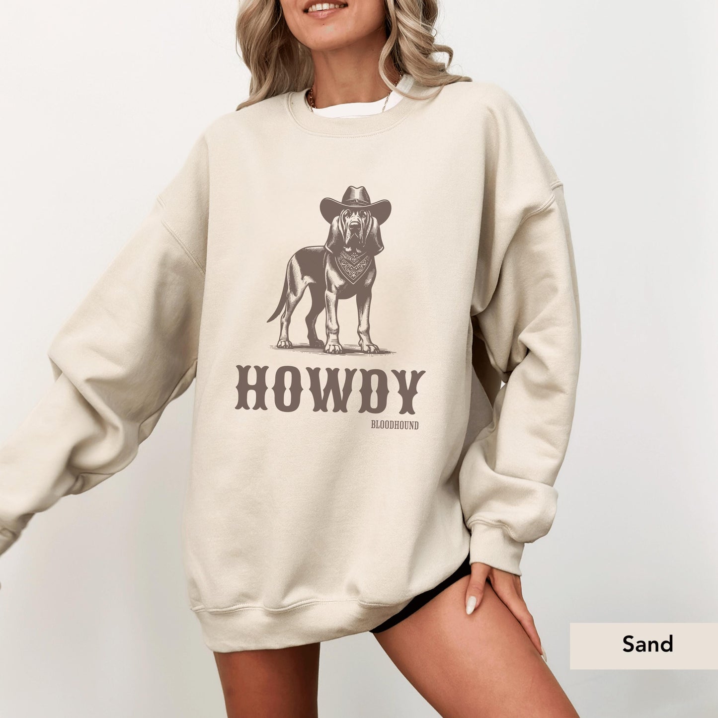 Howdy Bloodhound Sweatshirt, Bloodhound, Bloodhound mom, Dog mom crewneck, Bloodhound gift, Bloodhound Sweatshirt, Dog Cowboy