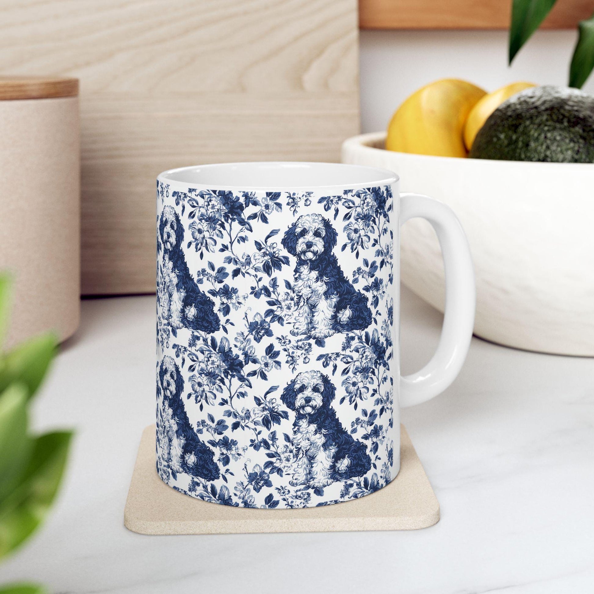 Bernedoodle French Blue Toile de Jouy Mug, Bernedoodle Mug , Bernedoodle, Bernedoodle Gifts , Bernedoodle lover Gifts, Dog toile mug