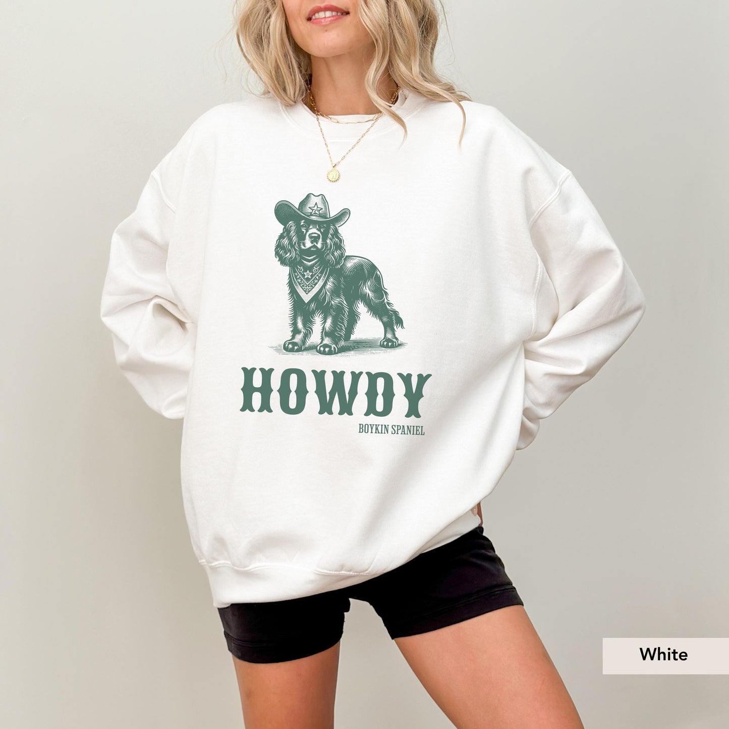 Howdy Boykin Spaniel Sweatshirt, Boykin Spaniel, Boykin Spaniel Sweatshirt, Boykin Spaniel Gift, Boykin Spaniel Shirt, Dog Cowboy