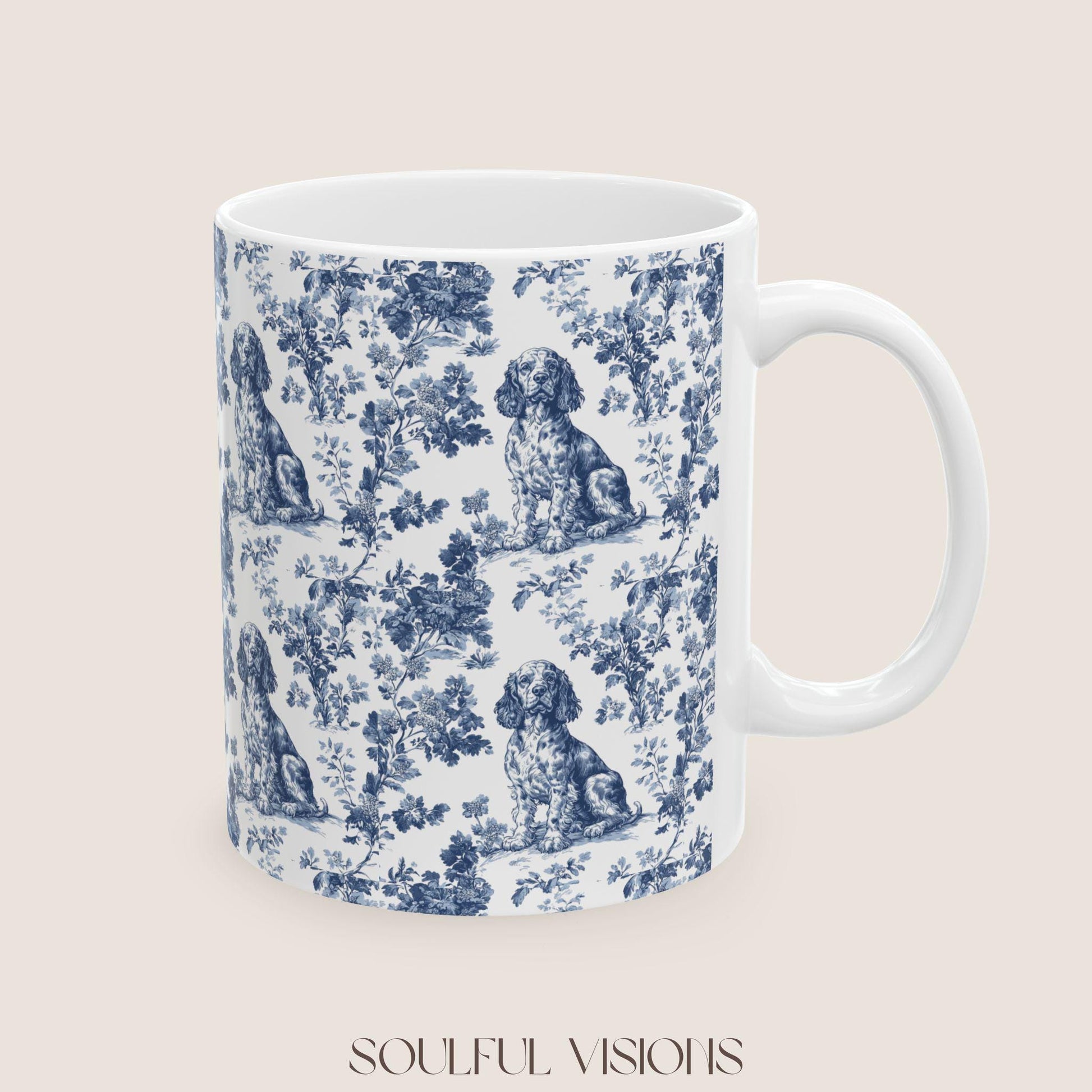 Boykin Spaniel French Blue Toile de Jouy Mug, Boykin Spaniel Mugs, Boykin Spaniel Gift, Toile mug, Boykin Spaniel, Spaniel mama Gift