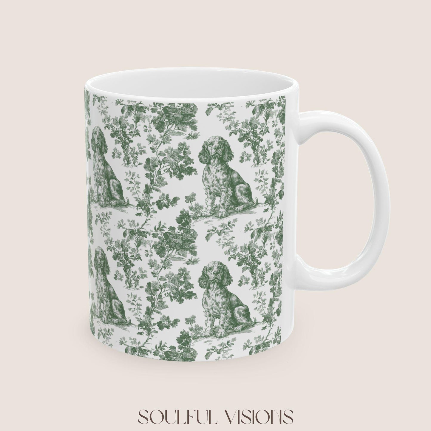 Boykin Spaniel French Pastel Toile de Jouy Mug, Boykin Spaniel Mugs, Boykin Spaniel Gift, Toile mug, Boykin Spaniel, Spaniel mama Gift