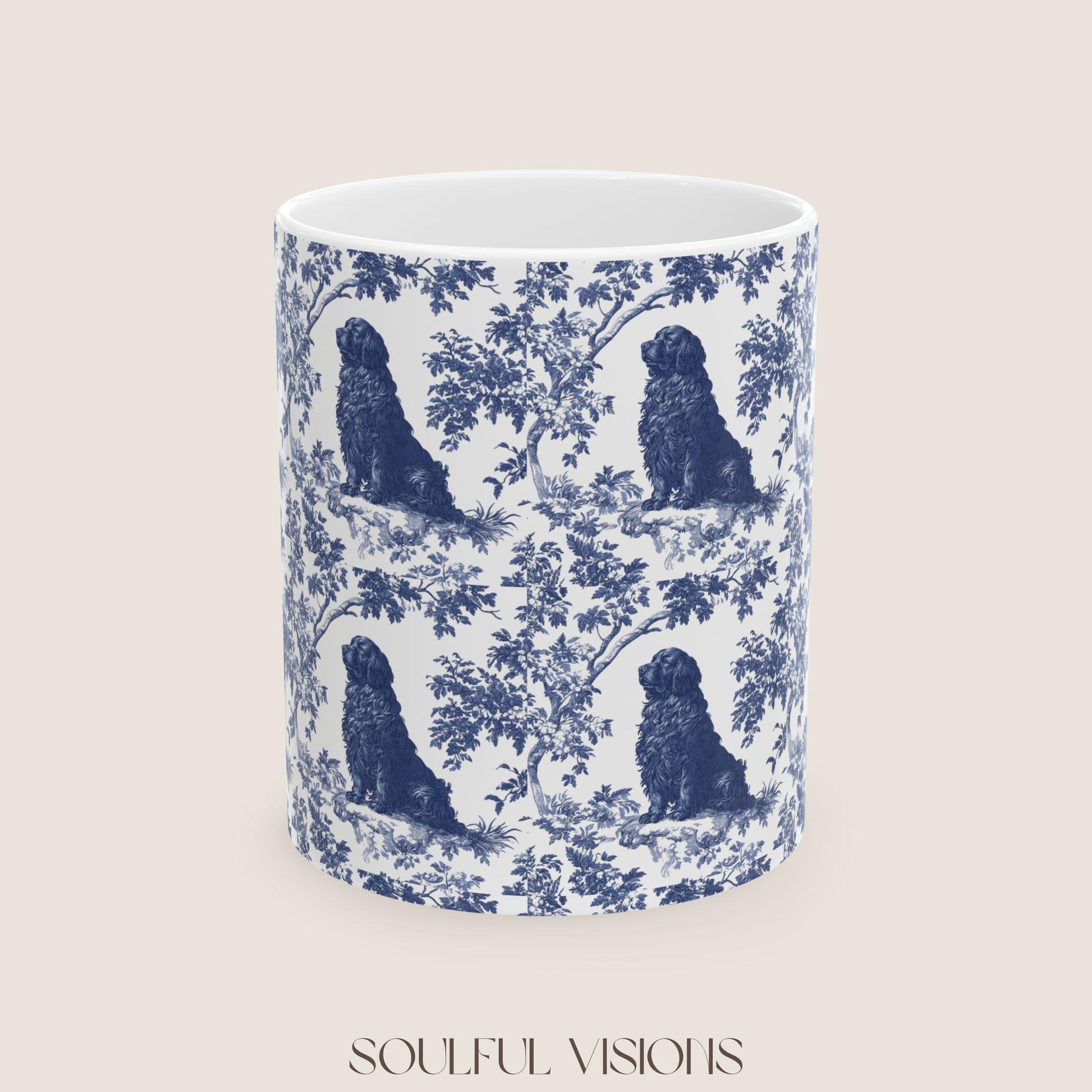 Newfoundland French Blue Toile de Jouy Mug, Dog Coffee Mugs, Newfoundland Cup, Newfoundland Mom, Newfoundland Mugs, Newfoundland Lover Gift