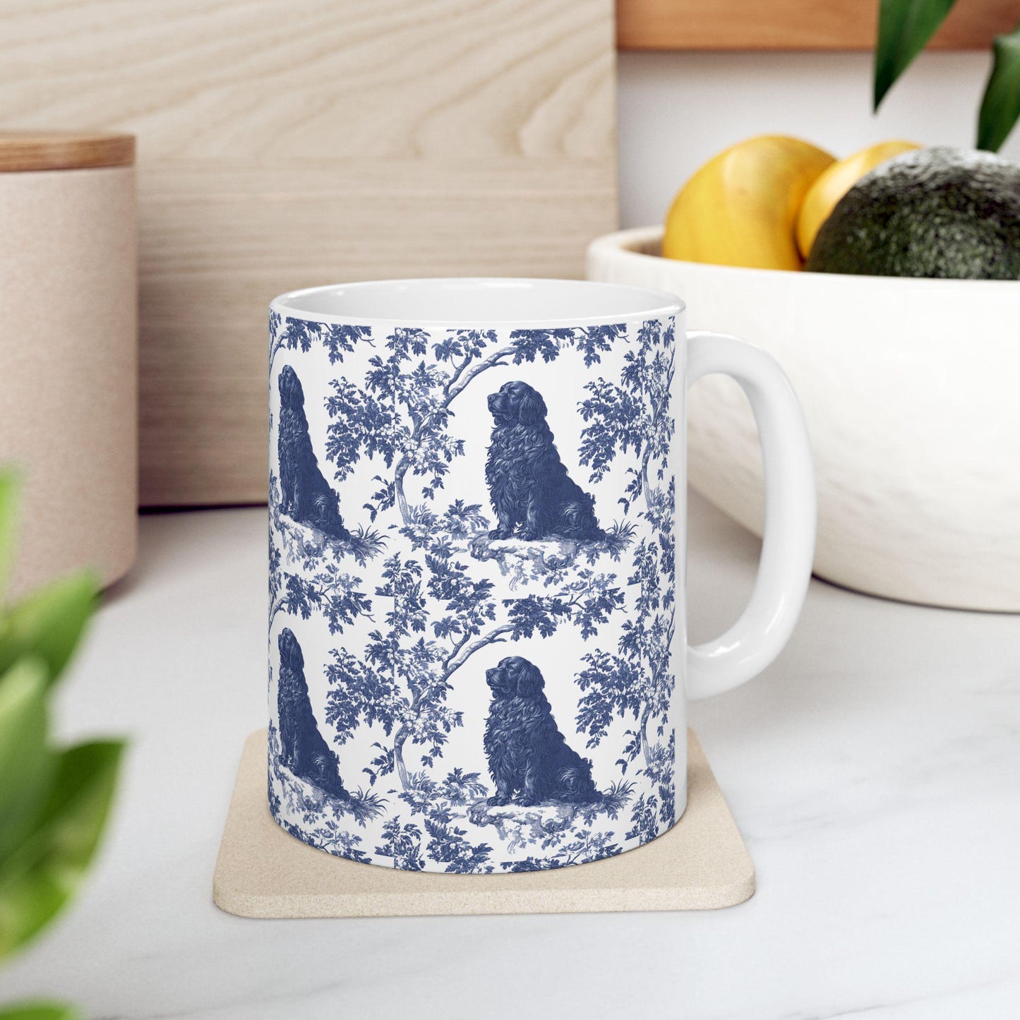 Newfoundland French Blue Toile de Jouy Mug, Dog Coffee Mugs, Newfoundland Cup, Newfoundland Mom, Newfoundland Mugs, Newfoundland Lover Gift