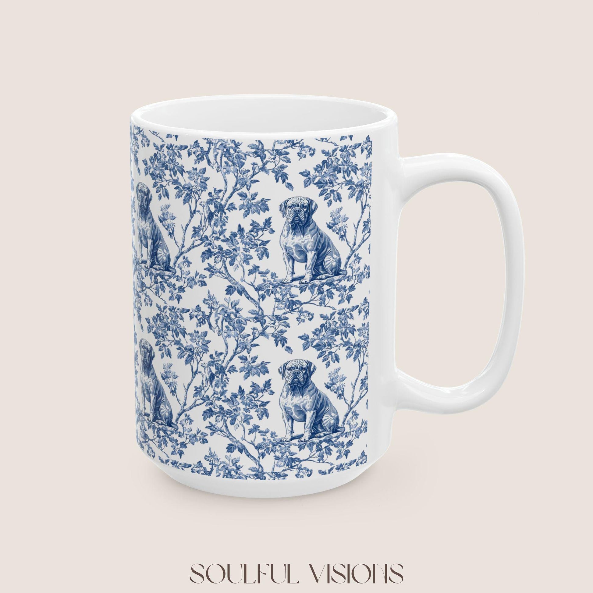 Dogue De Bordeaux French Blue Toile de Jouy Mug, Dogue De Bordeaux Mugs, Dogue De Bordeaux Gift, Dogue De Bordeaux lover, Dogue De Bordeaux