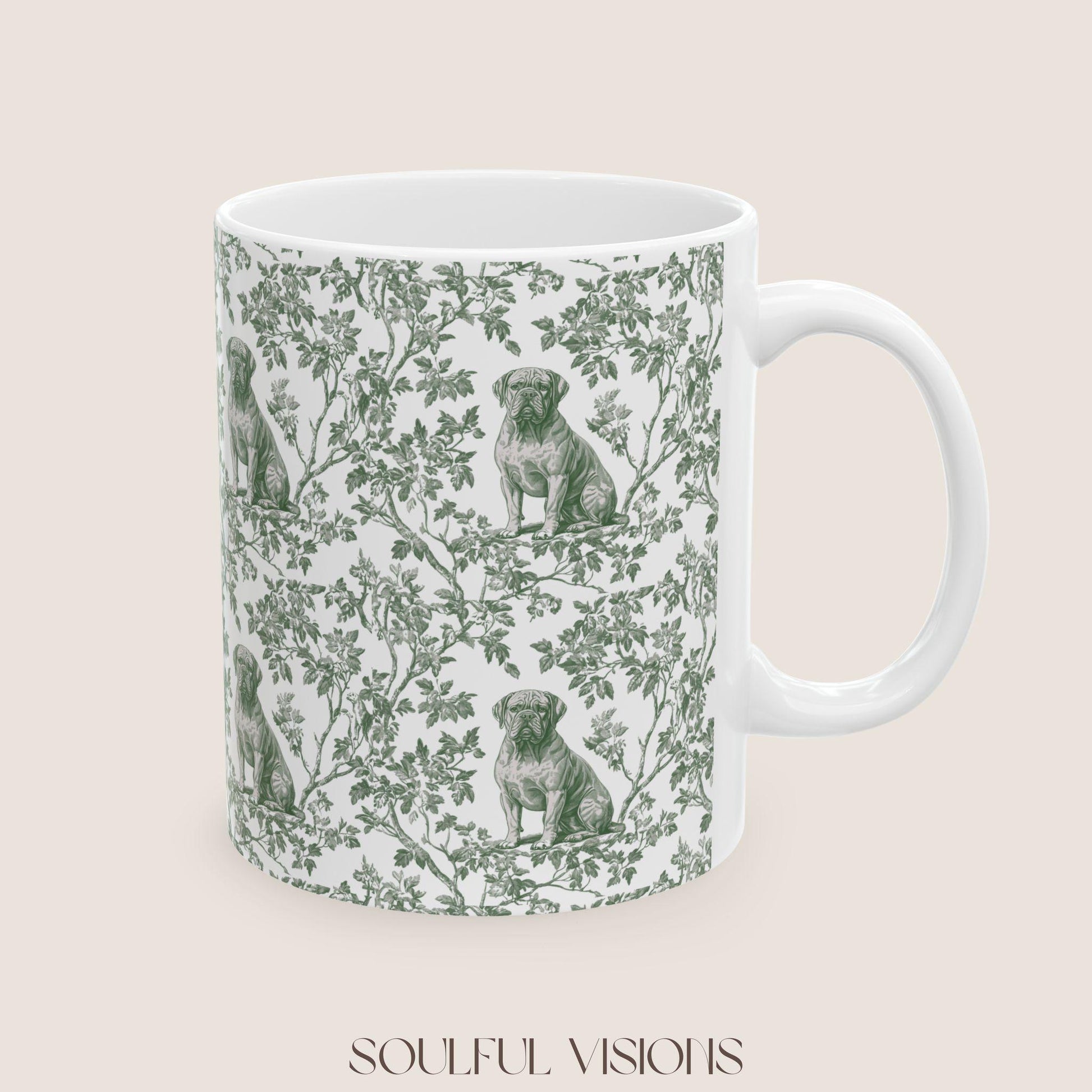 Dogue De Bordeaux French Pastel Toile de Jouy Mug, Dogue De Bordeaux Mug, Dogue De Bordeaux Gift, Dogue De Bordeaux lover, Dogue De Bordeaux