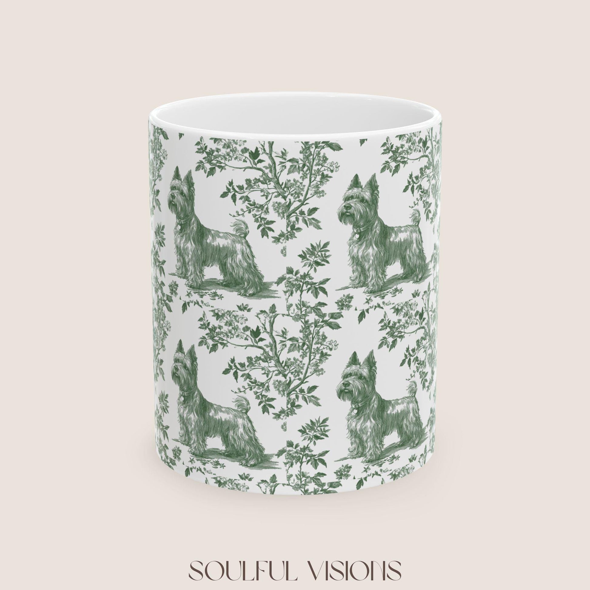 Scottish Terrier French Pastel Toile de Jouy Mug, Dog Mugs, Scottie Terrier Coffee Mug, Scottie Mom Gifts, Scottish Terrier Lover Gift