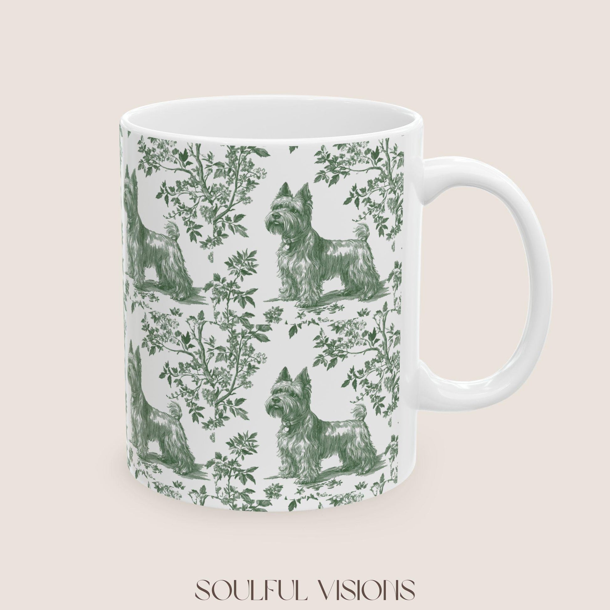 Scottish Terrier French Pastel Toile de Jouy Mug, Dog Mugs, Scottie Terrier Coffee Mug, Scottie Mom Gifts, Scottish Terrier Lover Gift