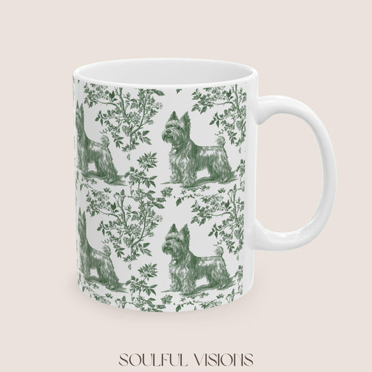 Scottish Terrier French Pastel Toile de Jouy Mug, Dog Mugs, Scottie Terrier Coffee Mug, Scottie Mom Gifts, Scottish Terrier Lover Gift