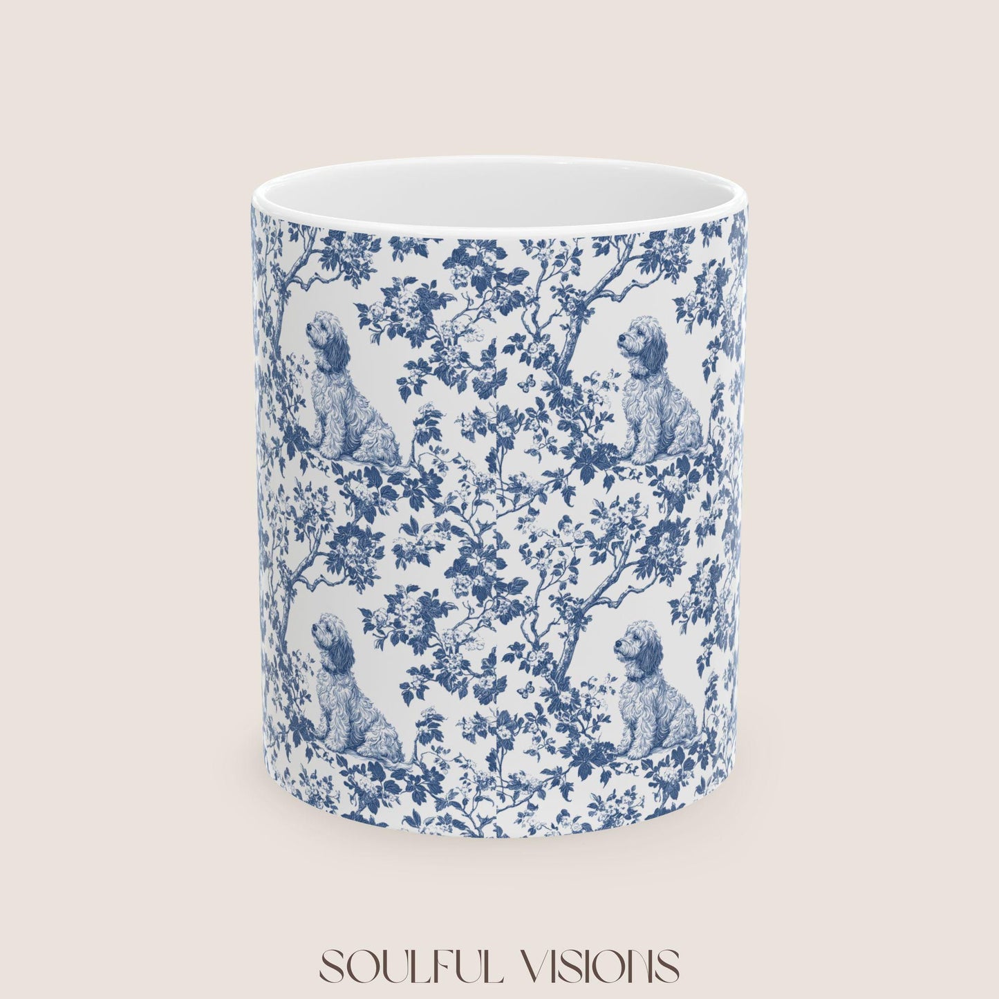 Goldendoodle French Blue Toile de Jouy Mug, Goldendoodle Mugs, Doodle Gift, Golden doodle gift, Goldendoodle, Doodle mama Gift, Doodle Mom
