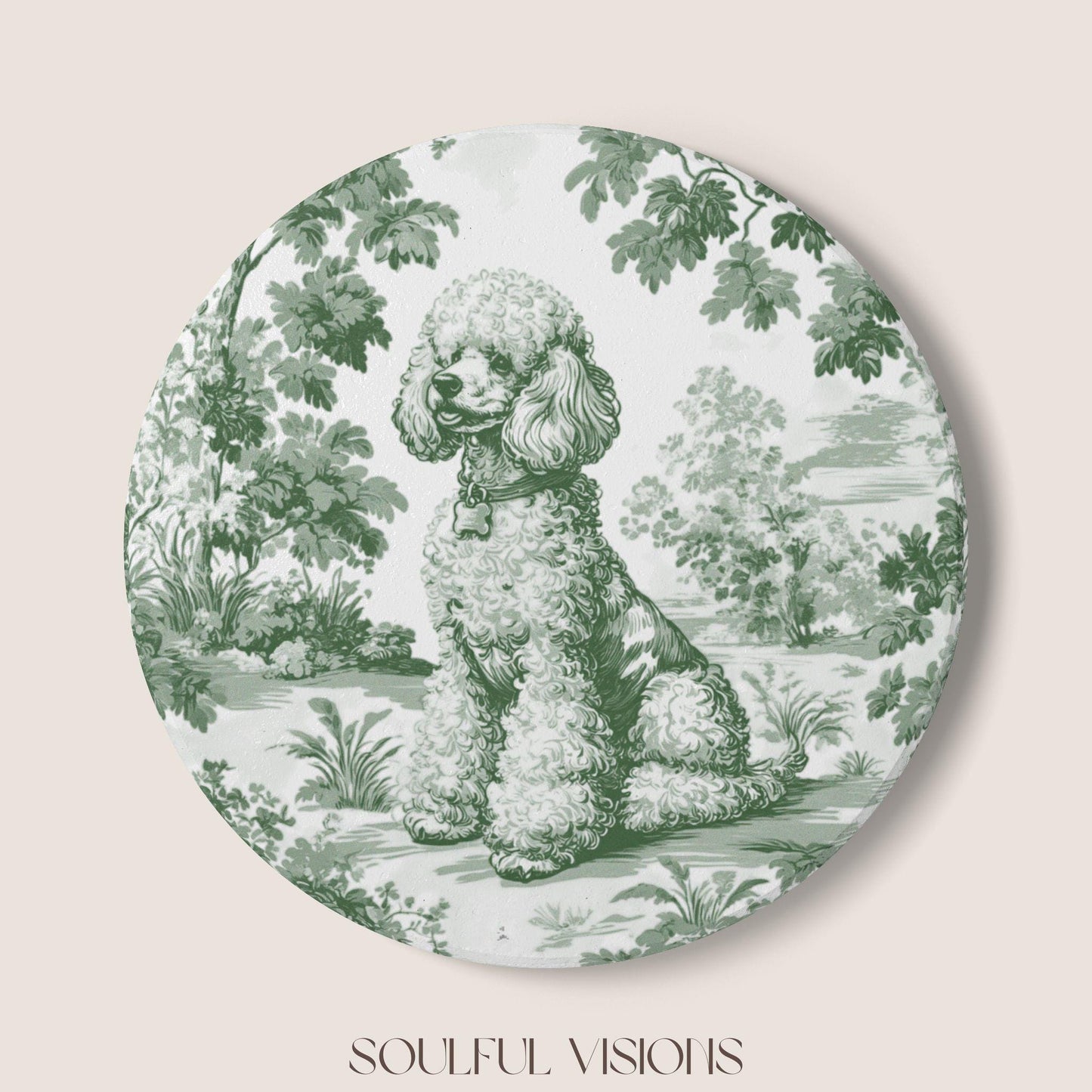 Poodle Ceramic Coaster French Pastel Toile, Poodle French Toile Drink Coaster, Poodle Mom Gift, Dog Lover Coaster