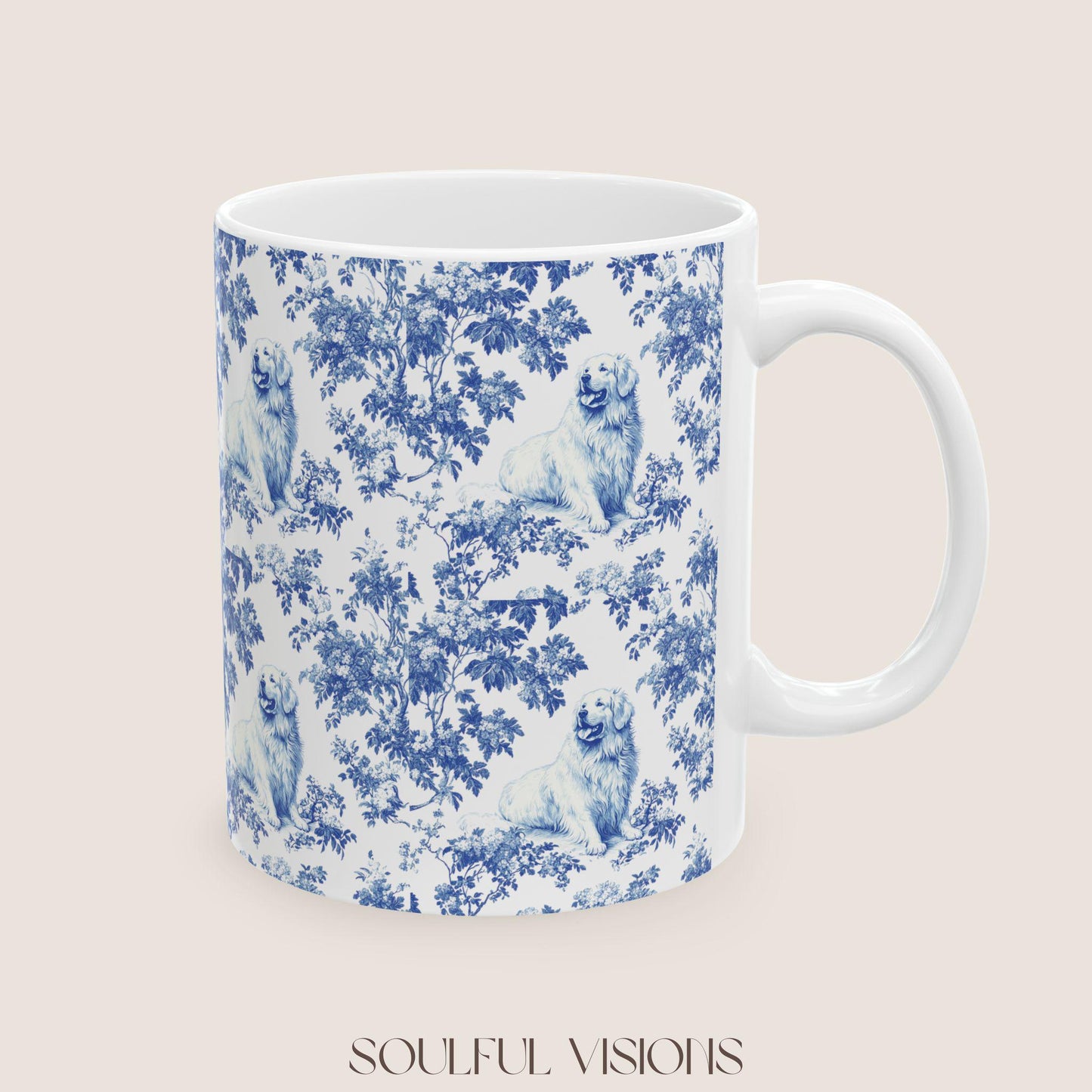 Great Pyrenees French Blue Toile de Jouy Mug, Dog Mugs, Great Pyrenees Coffee Mug, Great Pyrenees Mom Gifts, Great Pyrenees Lover Gift