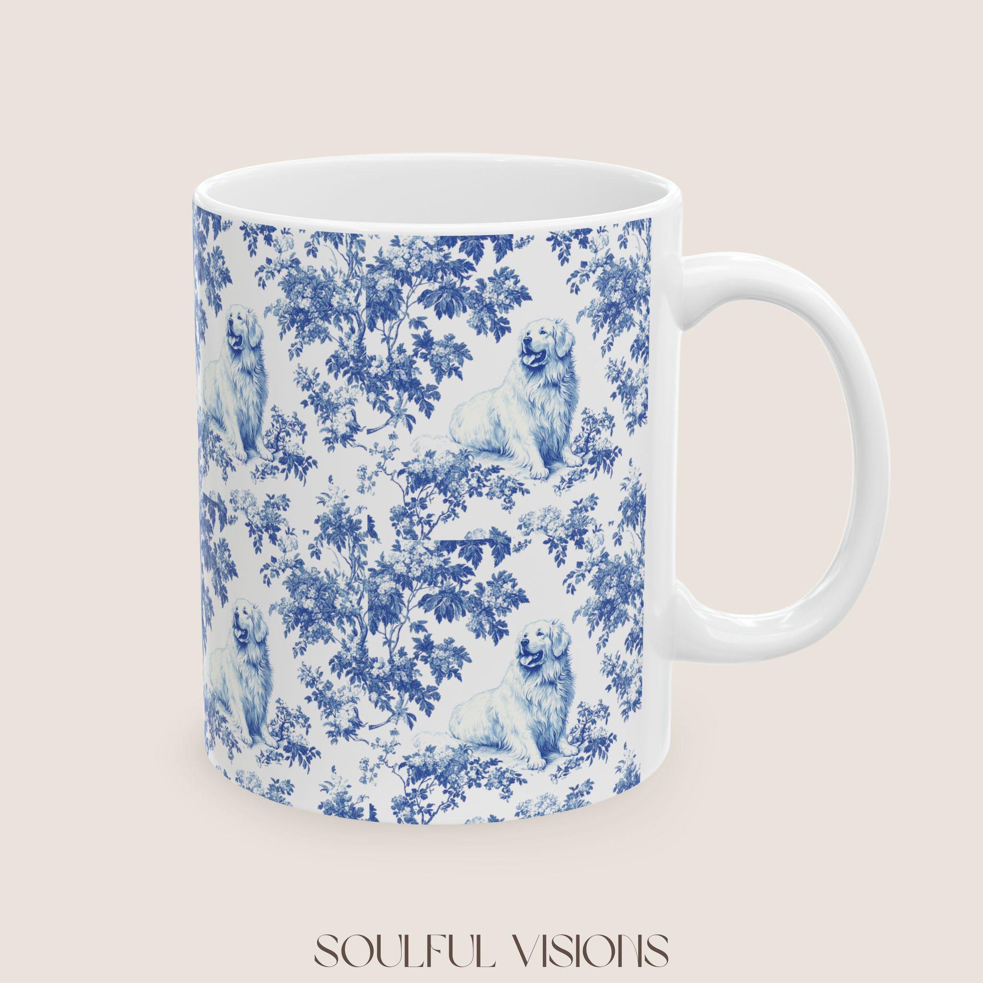 Great Pyrenees French Blue Toile de Jouy Mug, Dog Mugs, Great Pyrenees Coffee Mug, Great Pyrenees Mom Gifts, Great Pyrenees Lover Gift