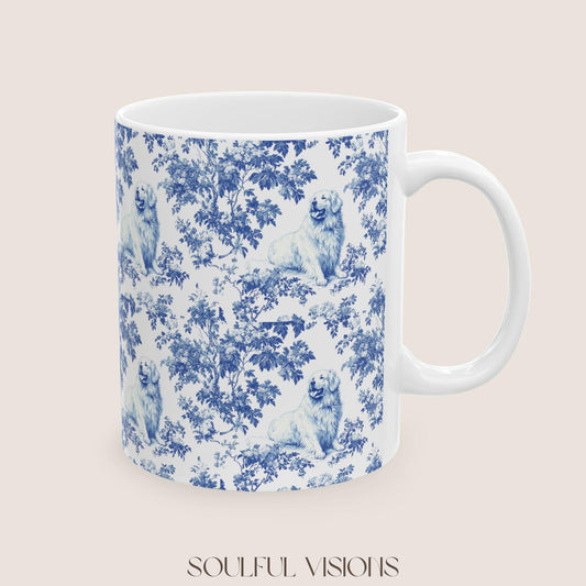 Great Pyrenees French Blue Toile de Jouy Mug, Dog Mugs, Great Pyrenees Coffee Mug, Great Pyrenees Mom Gifts, Great Pyrenees Lover Gift