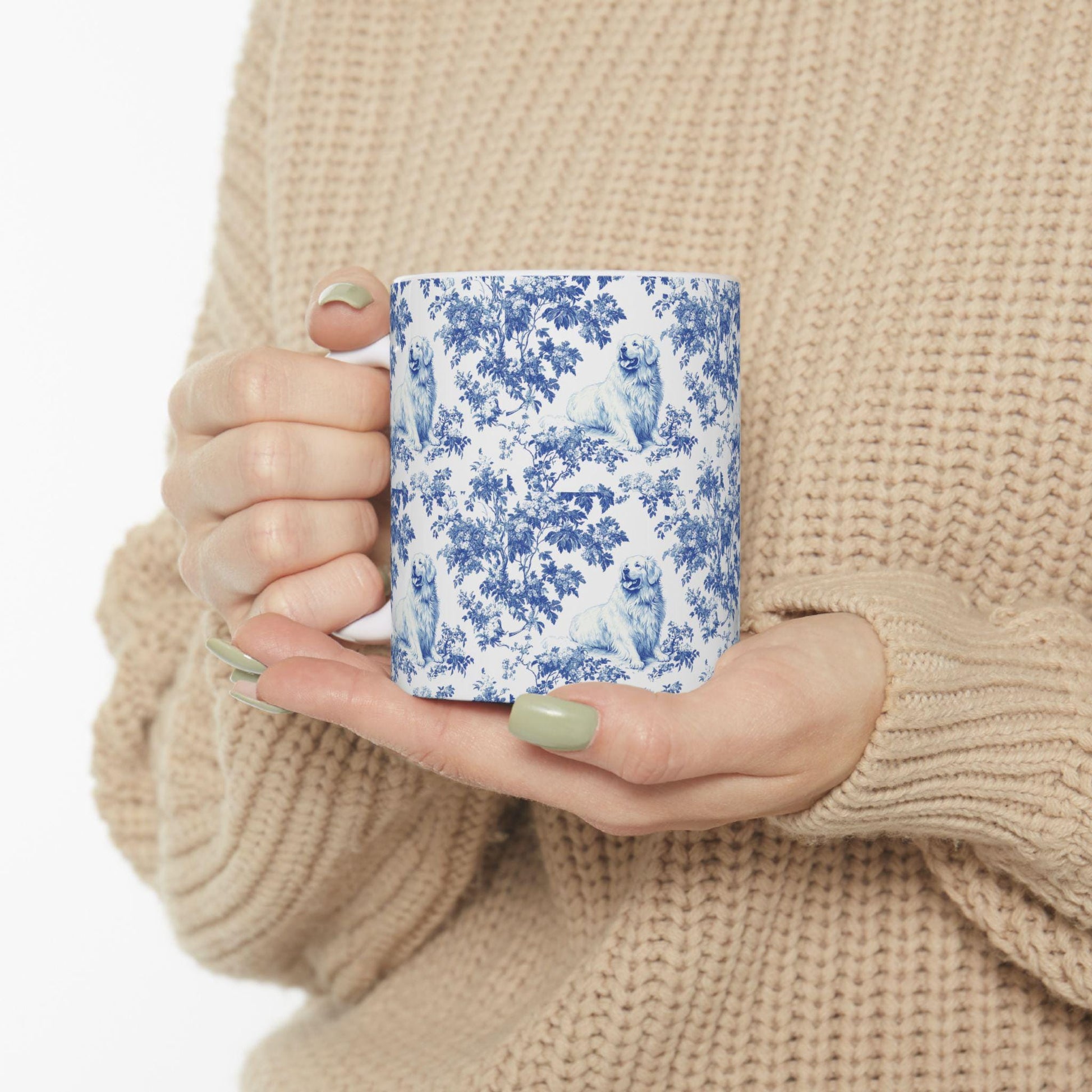 Great Pyrenees French Blue Toile de Jouy Mug, Dog Mugs, Great Pyrenees Coffee Mug, Great Pyrenees Mom Gifts, Great Pyrenees Lover Gift