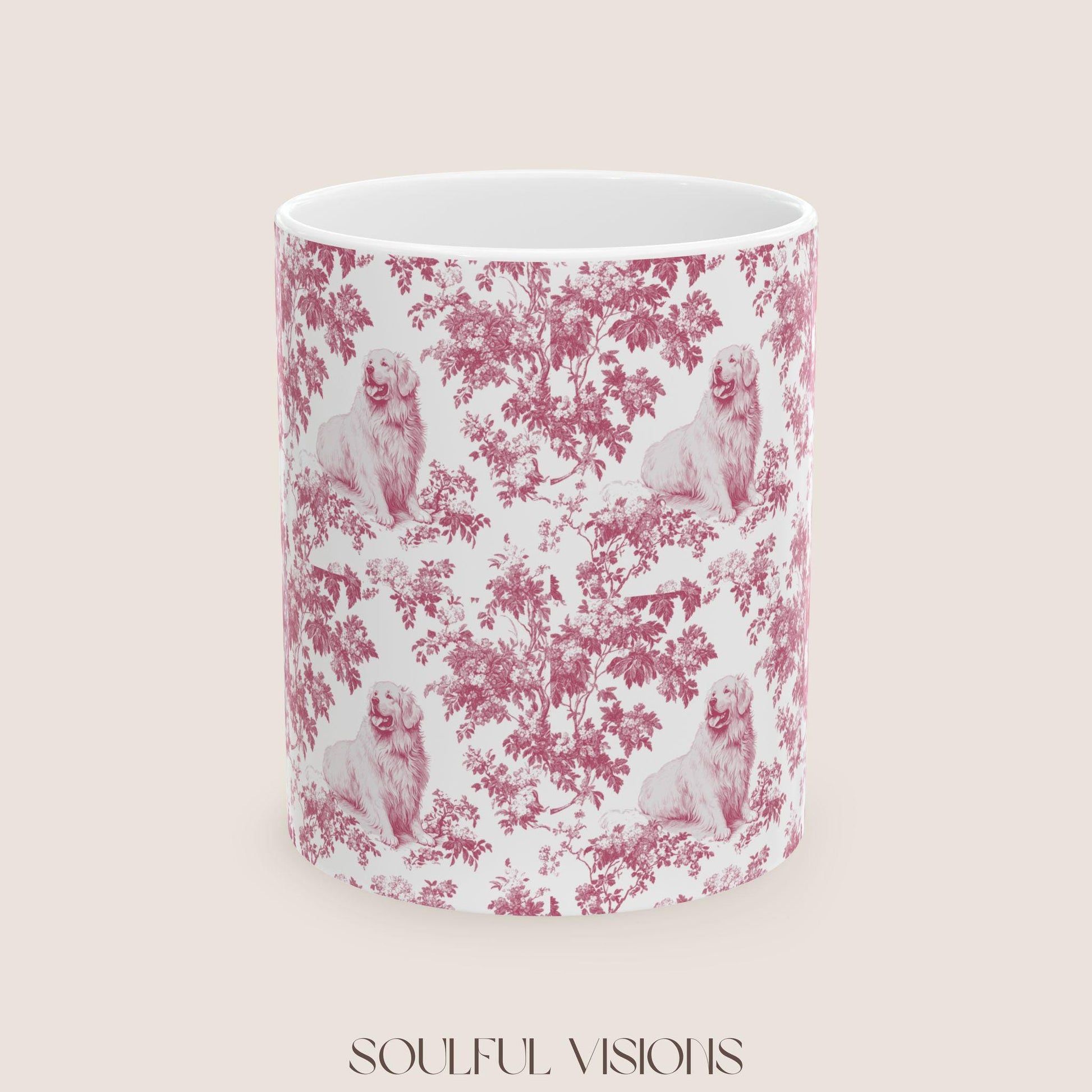 Great Pyrenees French Pink Toile de Jouy Mug, Dog Mugs, Great Pyrenees Coffee Mug, Great Pyrenees Mom Gifts, Great Pyrenees Lover Gift
