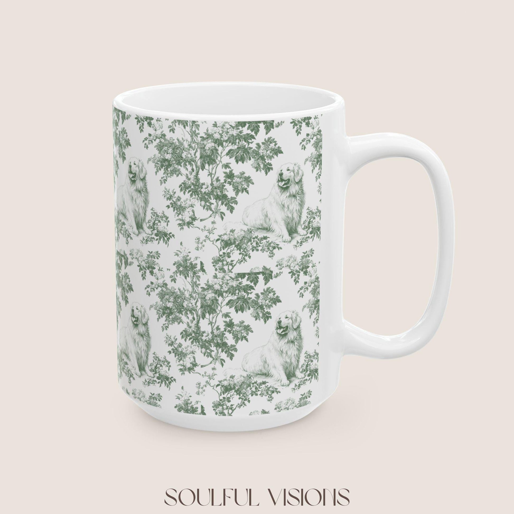 Great Pyrenees French Pastel Toile de Jouy Mug, Dog Mugs, Great Pyrenees Coffee Mug, Great Pyrenees Mom Gifts, Great Pyrenees Lover Gift