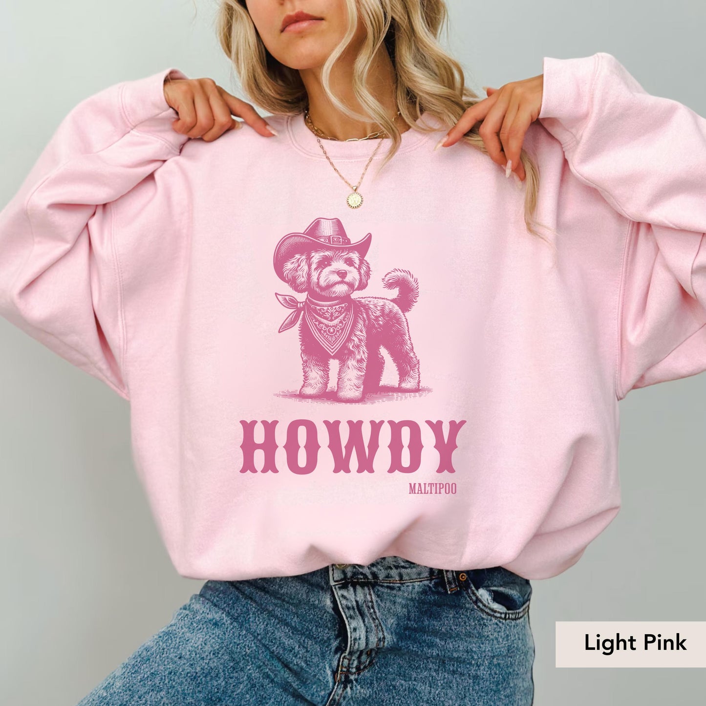 Howdy Maltipoo Sweatshirt, Maltipoo Shirt, Maltipoo Shirt, Gift for Maltipoo Owner, Cute Maltipoo Lover Gifts, Dog Cowboy sweater