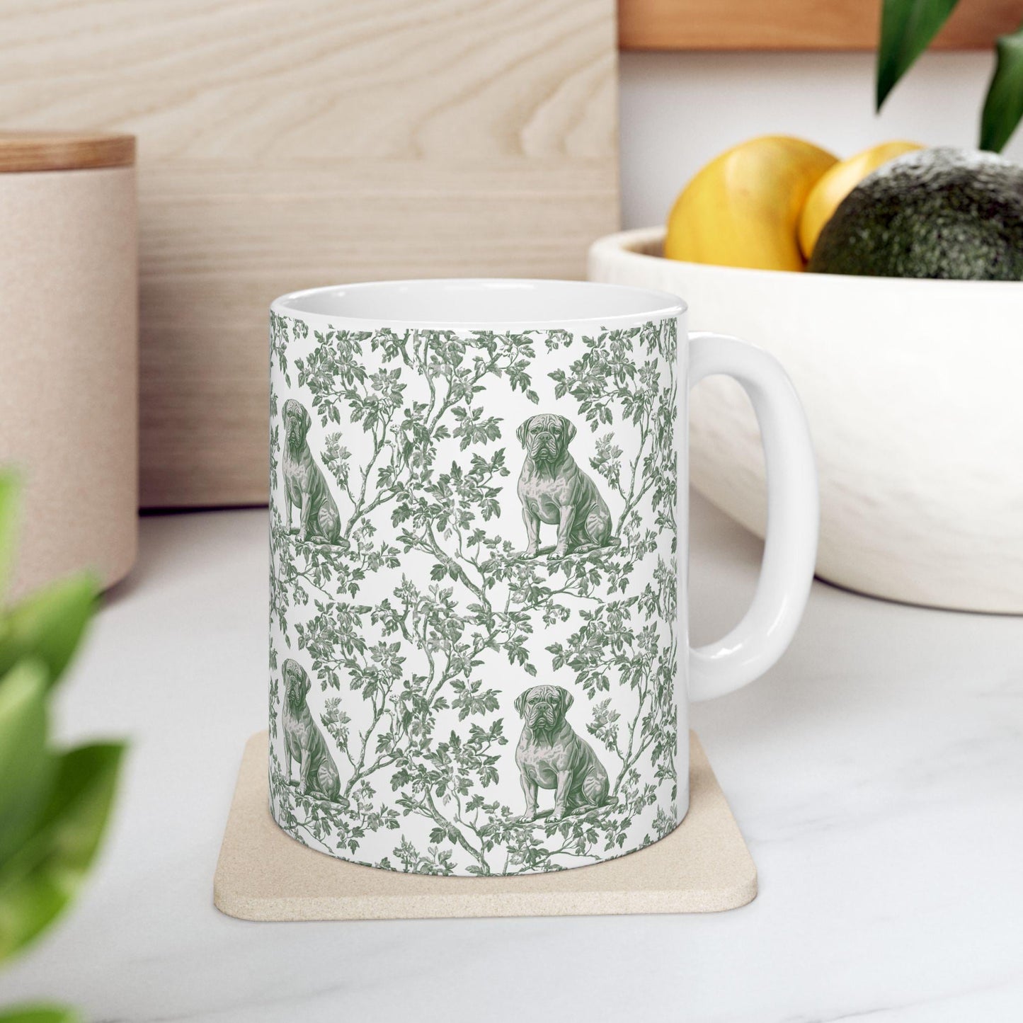 Dogue De Bordeaux French Pastel Toile de Jouy Mug, Dogue De Bordeaux Mug, Dogue De Bordeaux Gift, Dogue De Bordeaux lover, Dogue De Bordeaux
