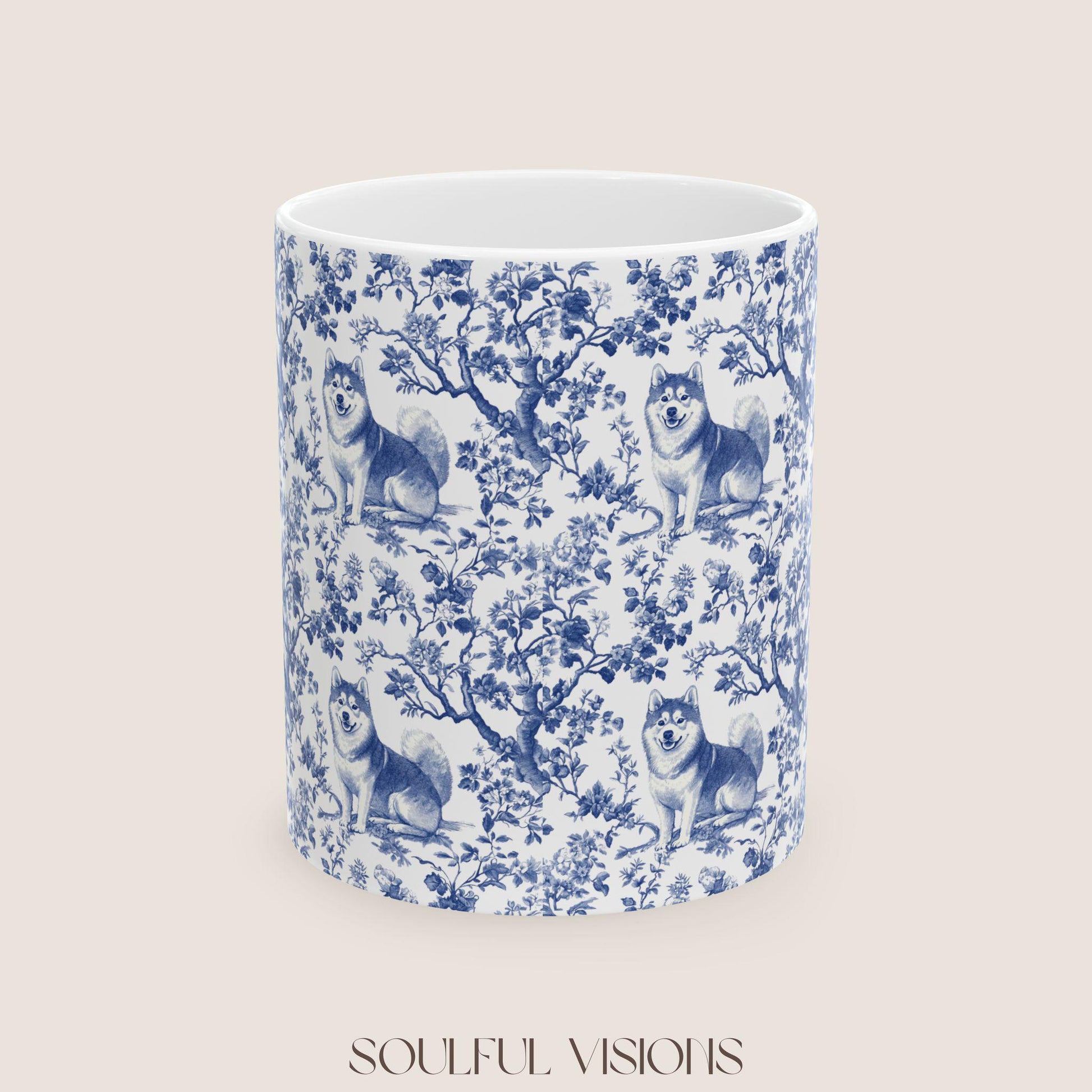 Shiba inu French Blue Toile de Jouy Mug, Dog Mugs, Shiba inu Coffee Mug, Shiba inu Mom Gifts, Shiba inu Lover Gift