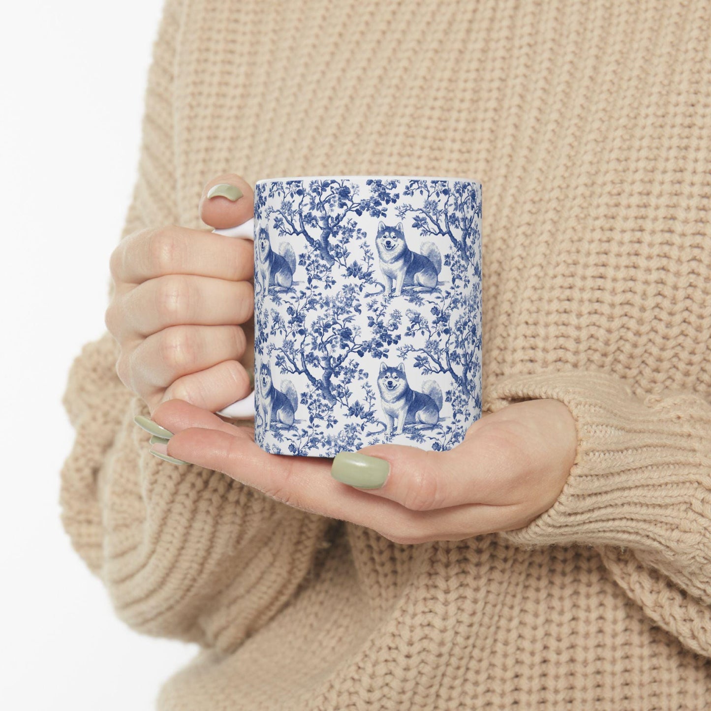 Shiba inu French Blue Toile de Jouy Mug, Dog Mugs, Shiba inu Coffee Mug, Shiba inu Mom Gifts, Shiba inu Lover Gift