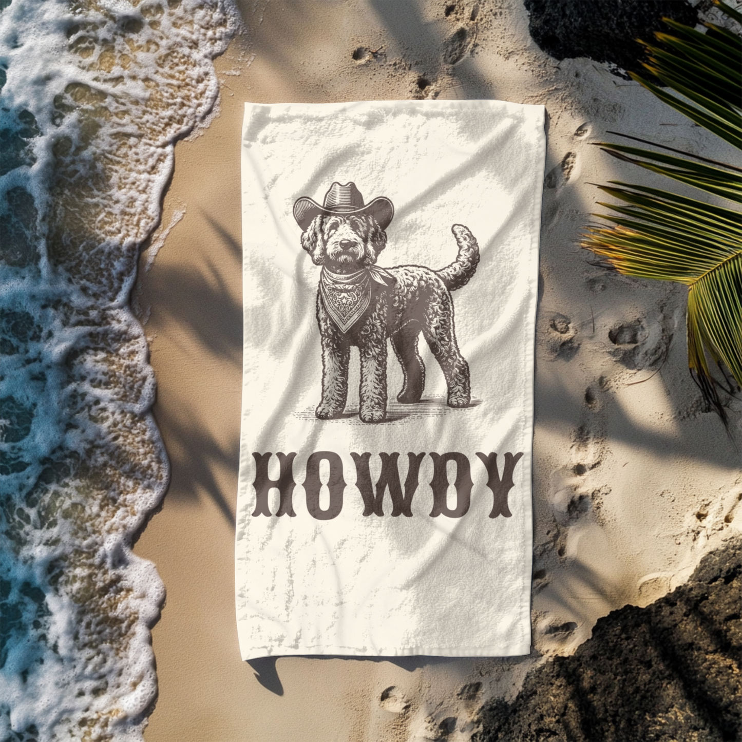 Howdy Labradoodle Beach Towel