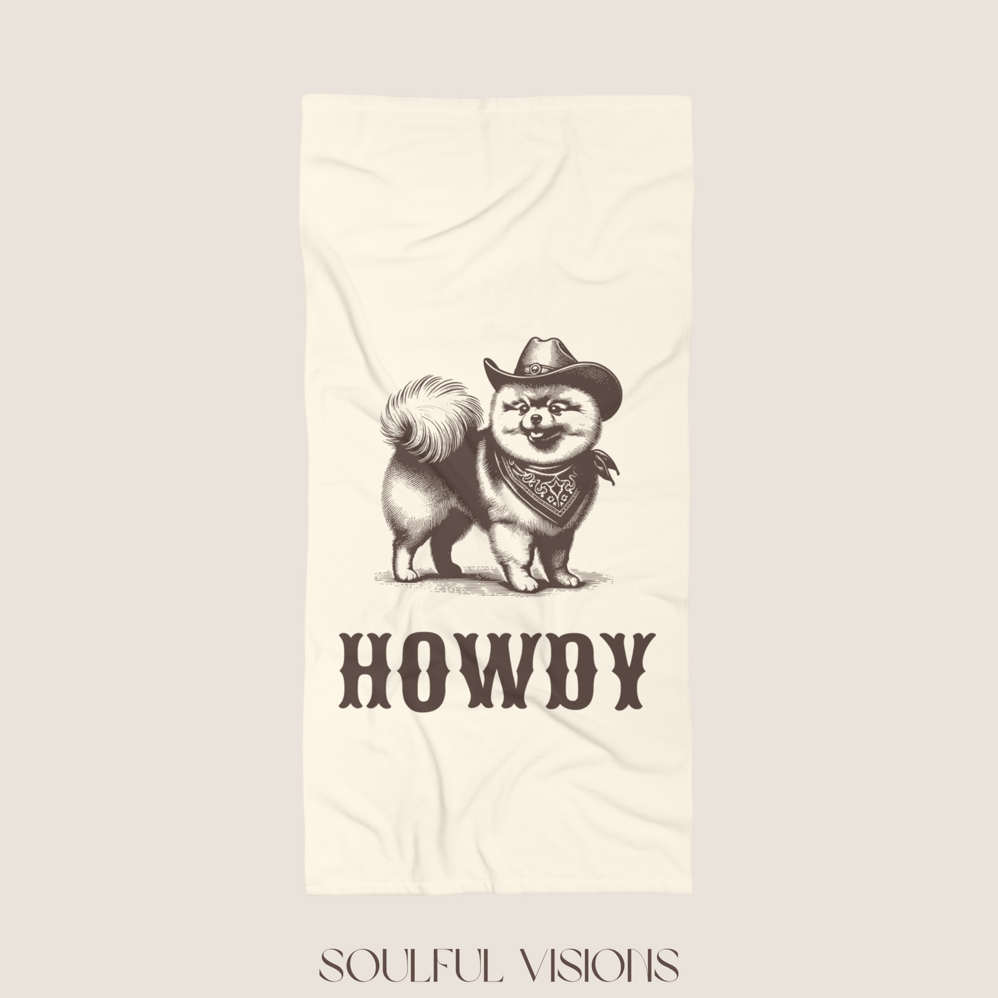 Howdy Pomeranian Beach Towel