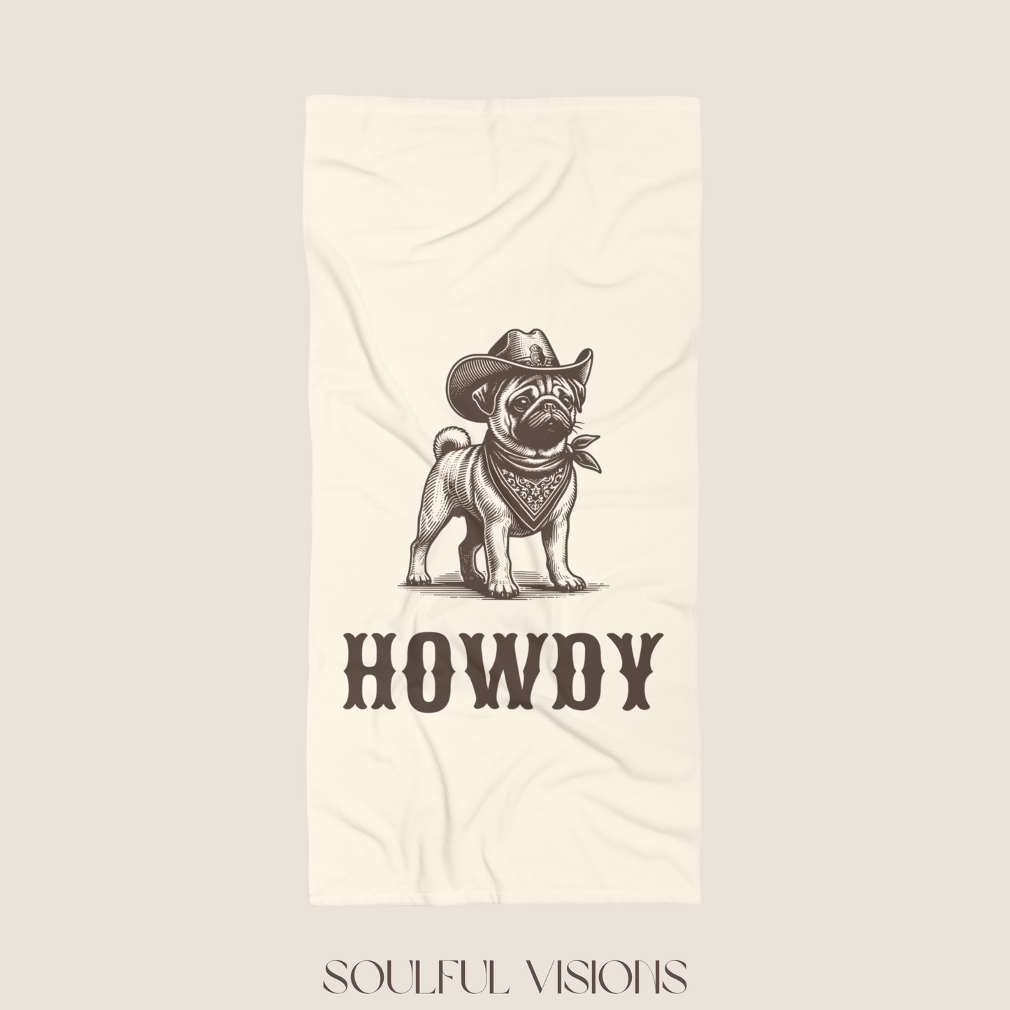 Howdy Pug Beach Towel