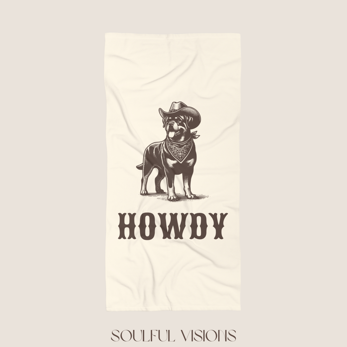 Howdy Rottweiler Beach Towel