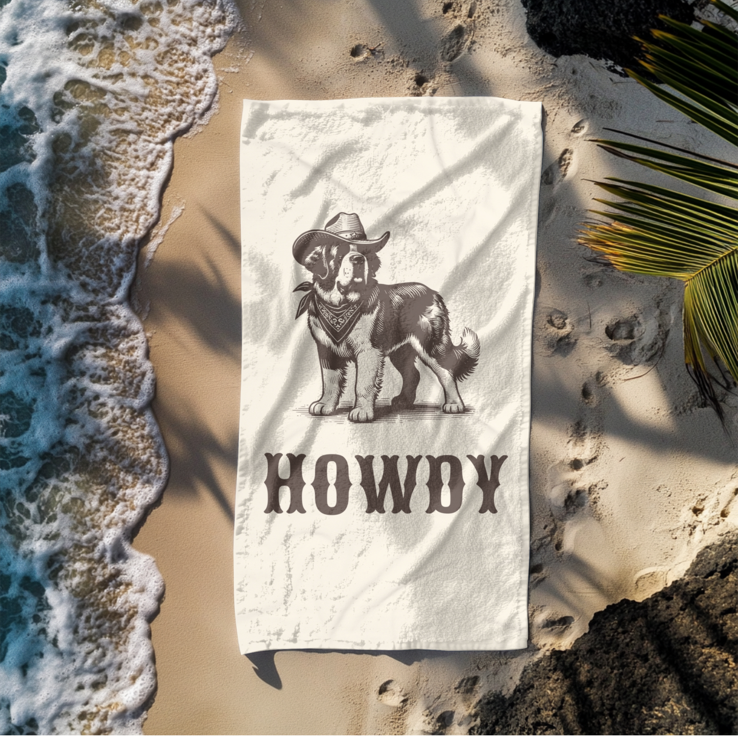Howdy Saint Bernard Beach Towel