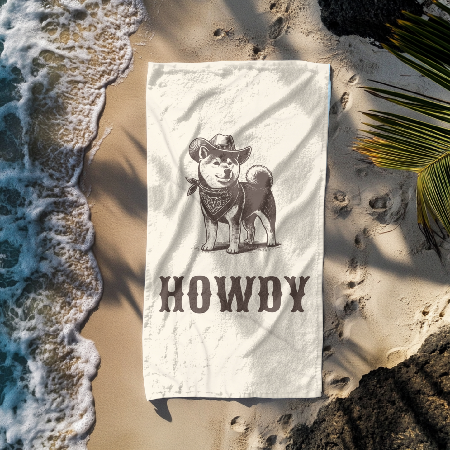 Howdy Shiba Inu Beach Towel