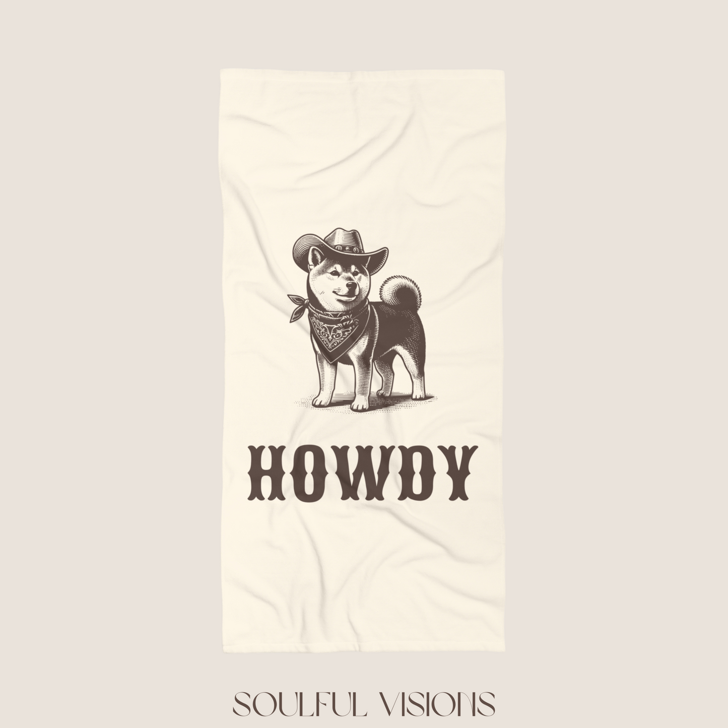 Howdy Shiba Inu Beach Towel