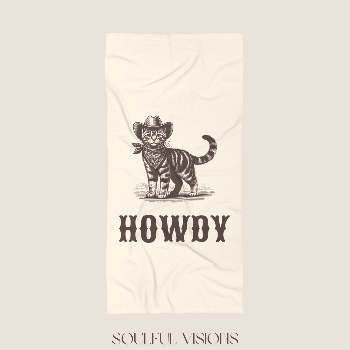 Howdy Tabby Cat Beach Towel