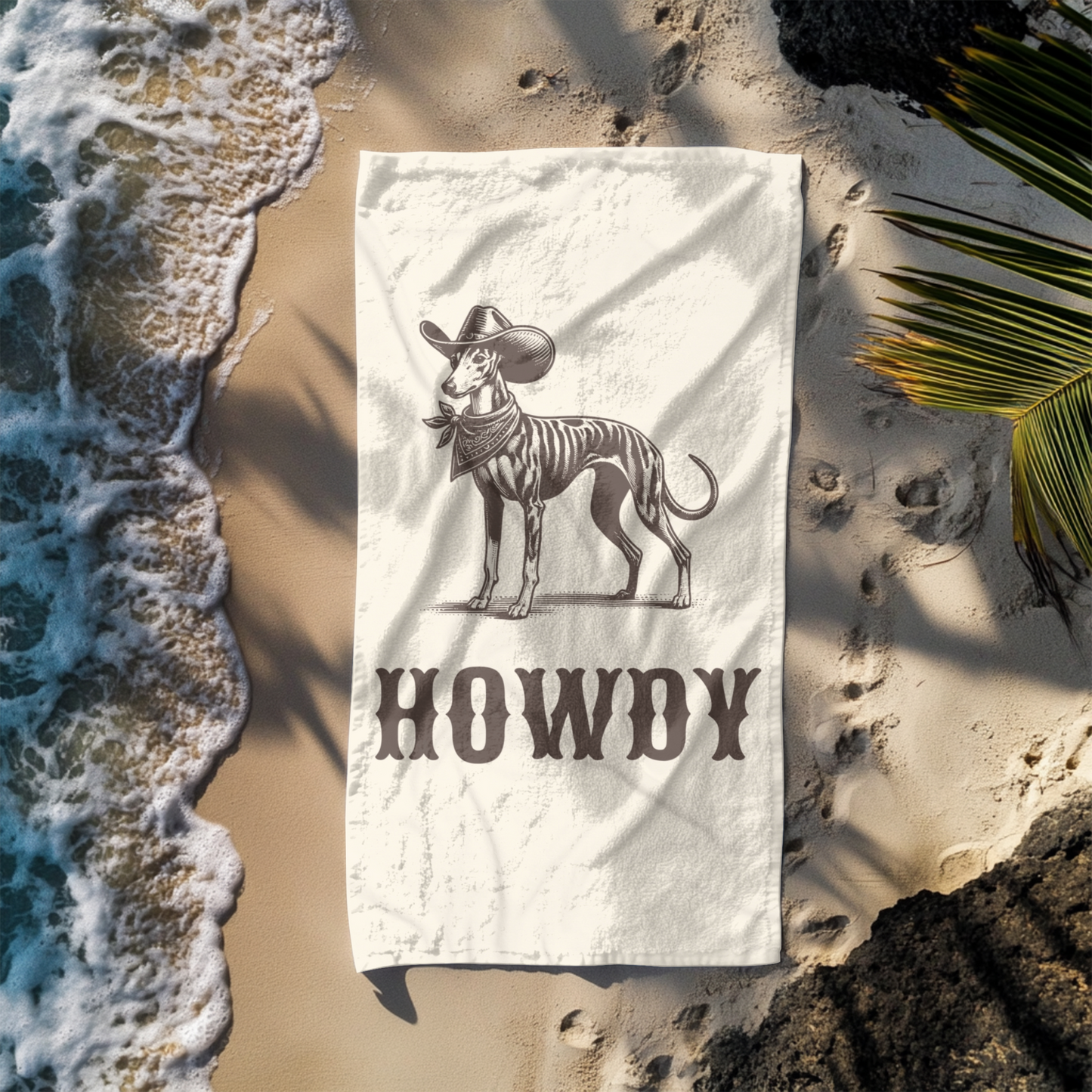 Howdy Whippet Beach Towel
