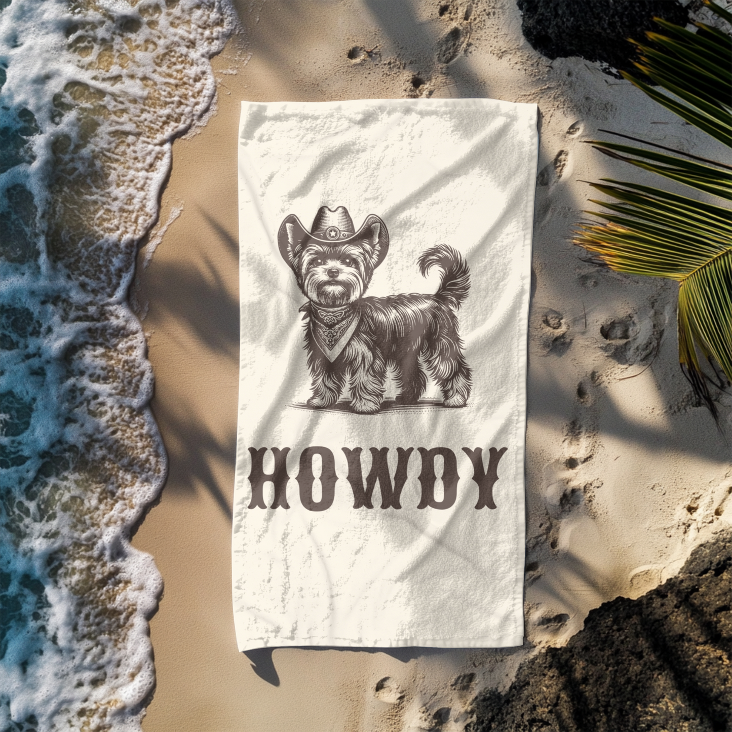Howdy Yorkshire Terrier Beach Towel