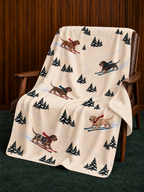 Short-haired Dachshund Christmas Skiing Fleece Blanket
