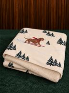 Short-haired Dachshund Christmas Skiing Fleece Blanket