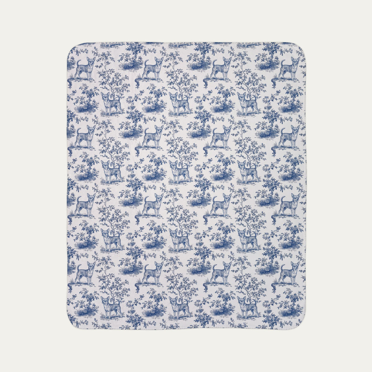 Chihuahua Shorthaired  Toile De Jouy Fleece Blanket
