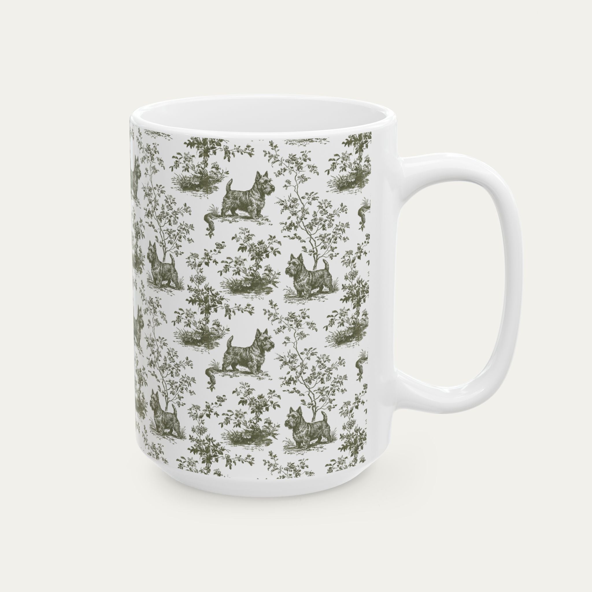 Scottish Terrier Sage Green Toile Mug