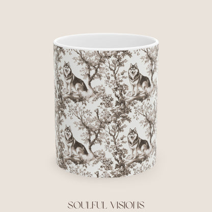 Husky Toile De Jouy Mug