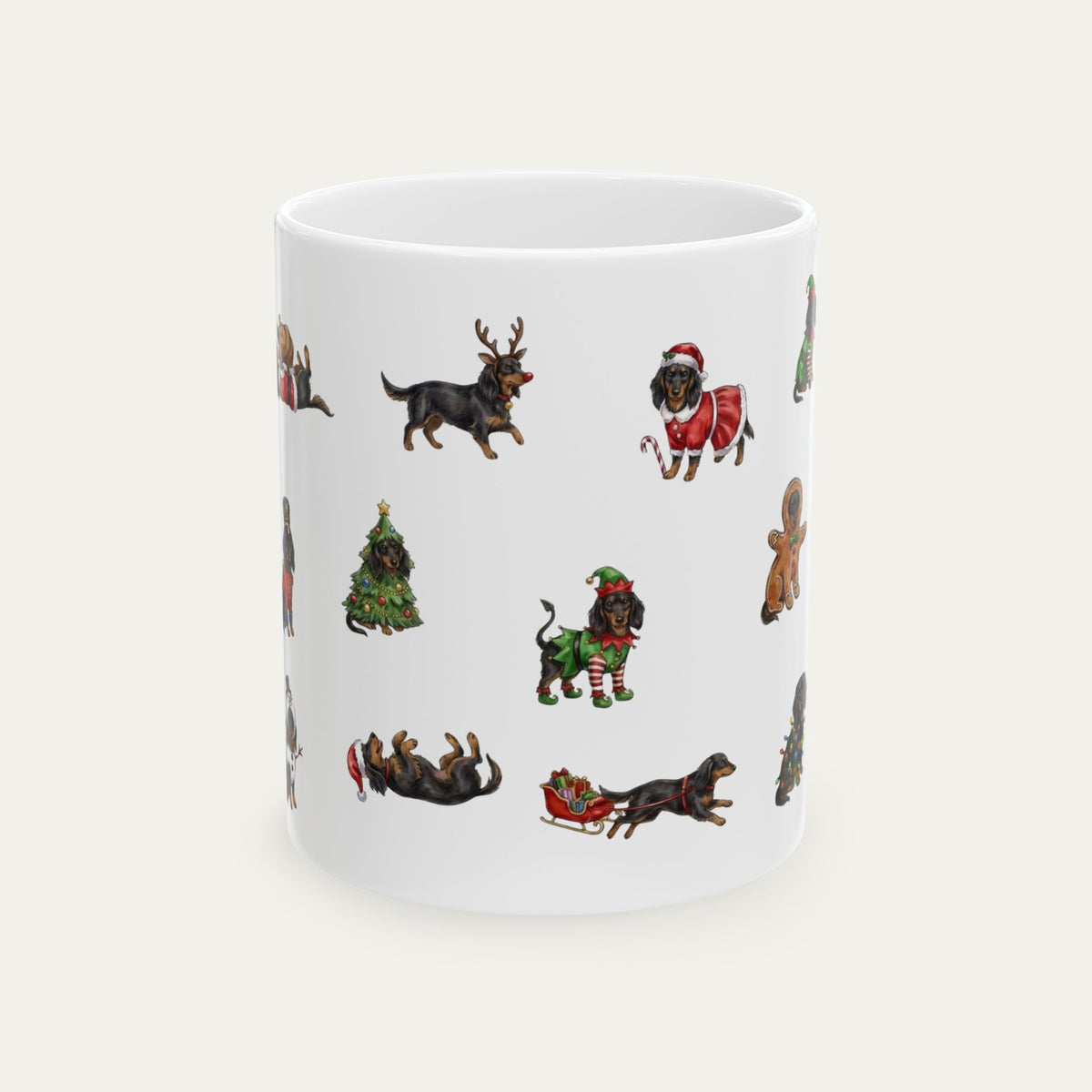 Dachshund LH Black and Tan Christmas Mug