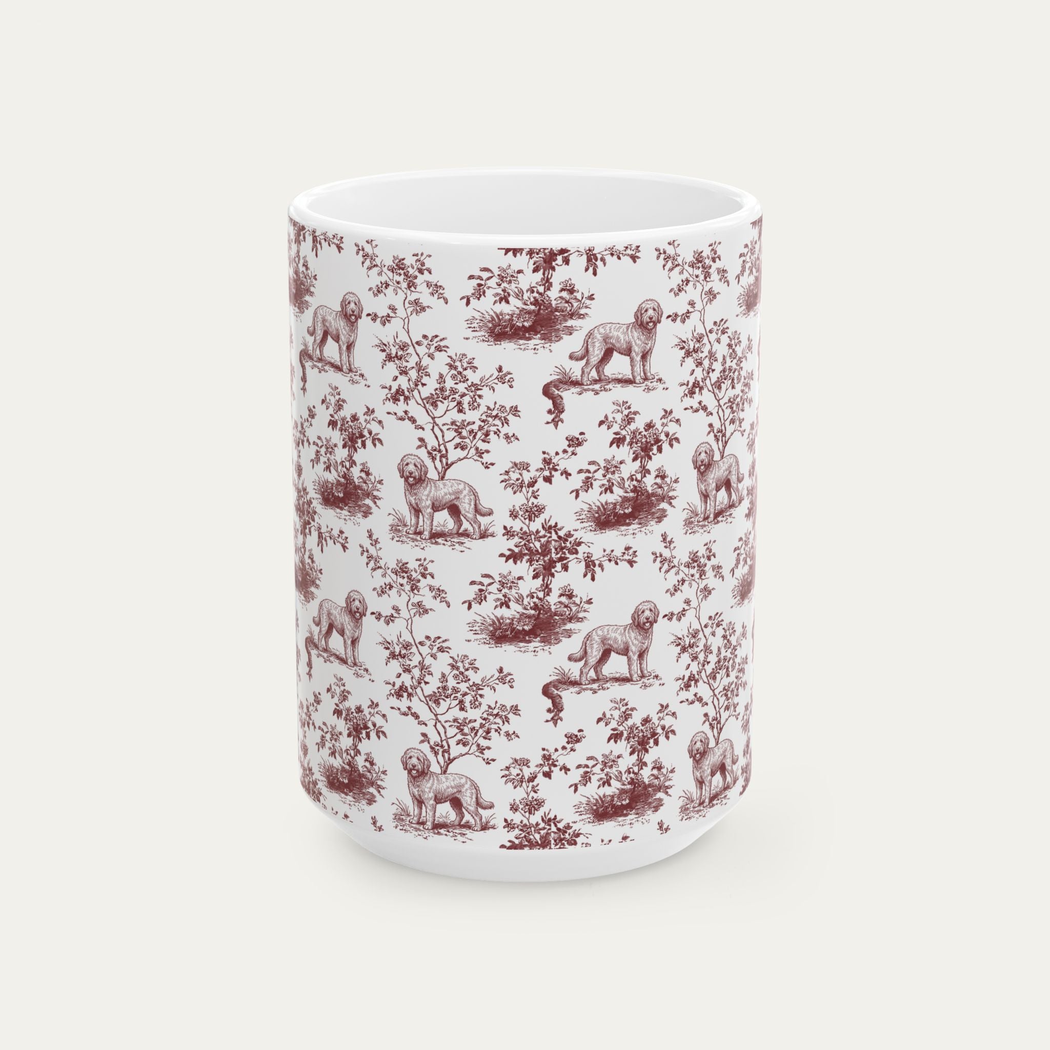 Goldendoodle Burgundy Toile Mug