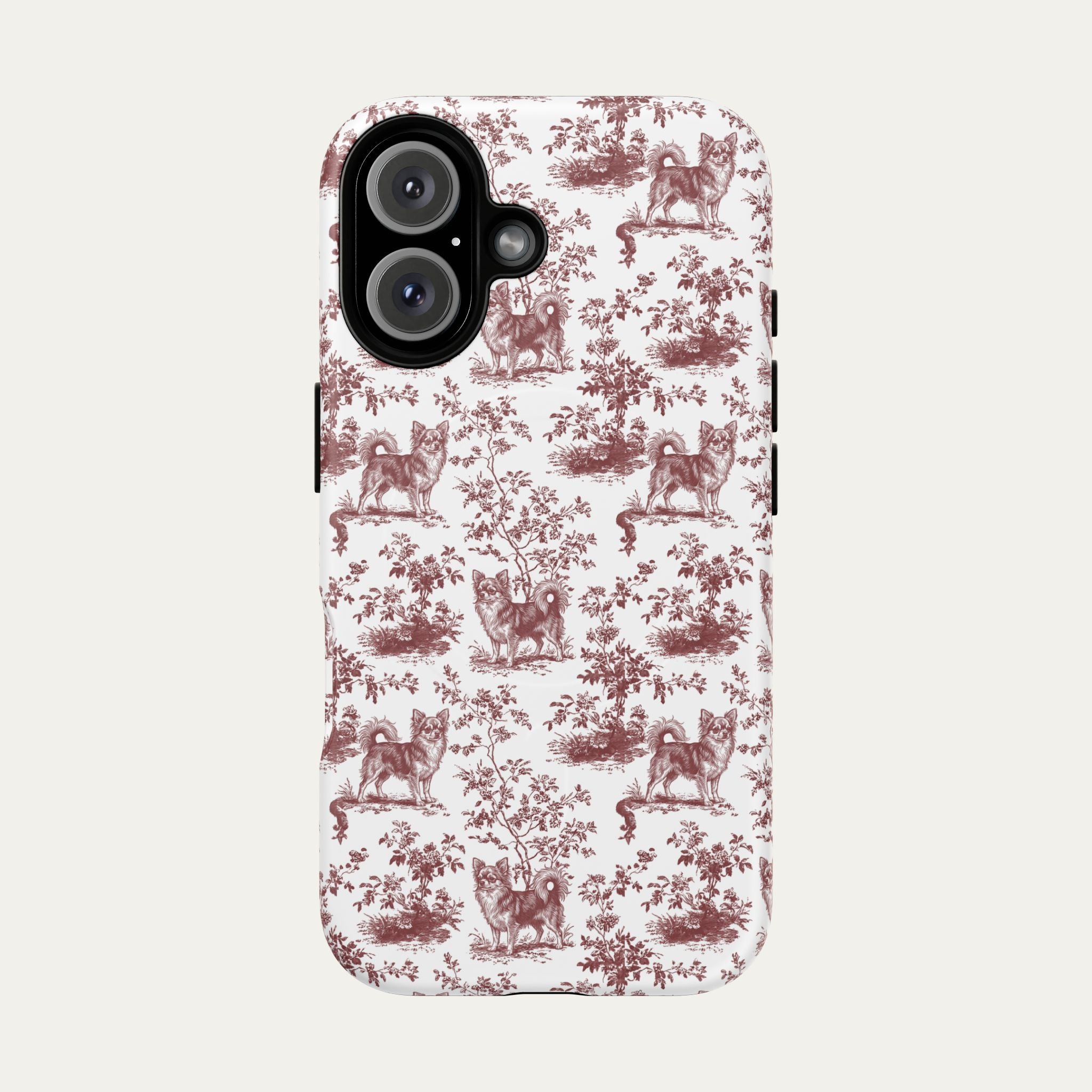 Chihuahua Longhaired Burgundy Toile phone Case