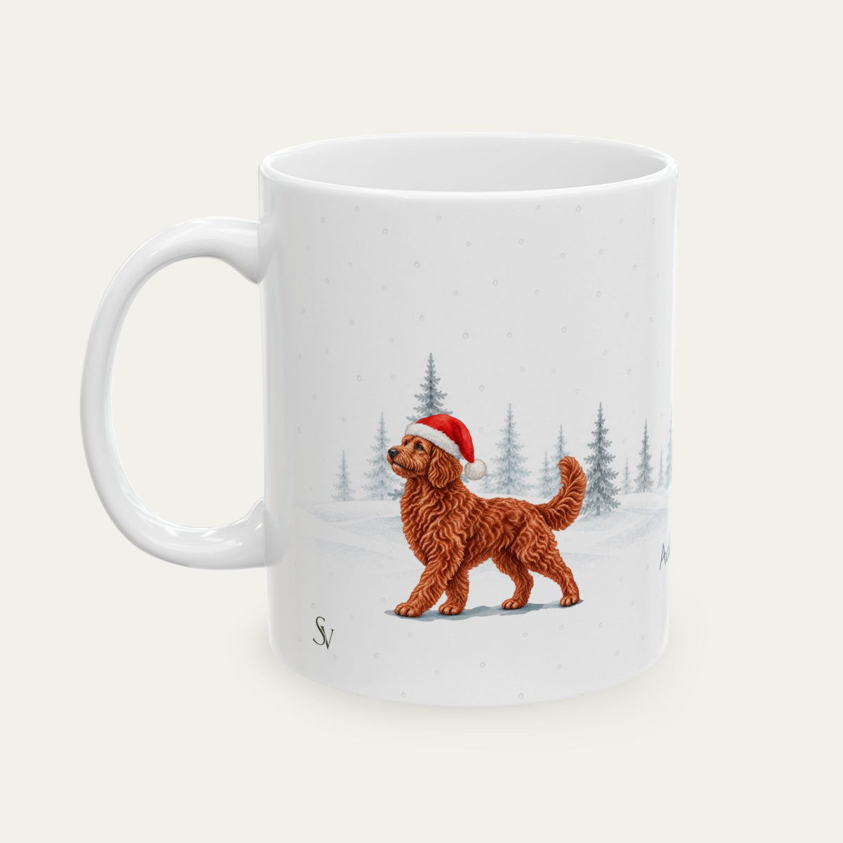 Custom Goldendoodle Red  Christmas Santa Hat Mug