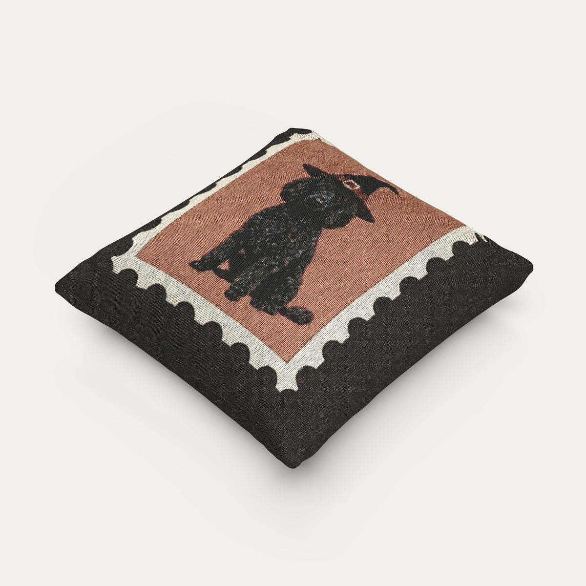 Poodle black Halloween Woven Pillow