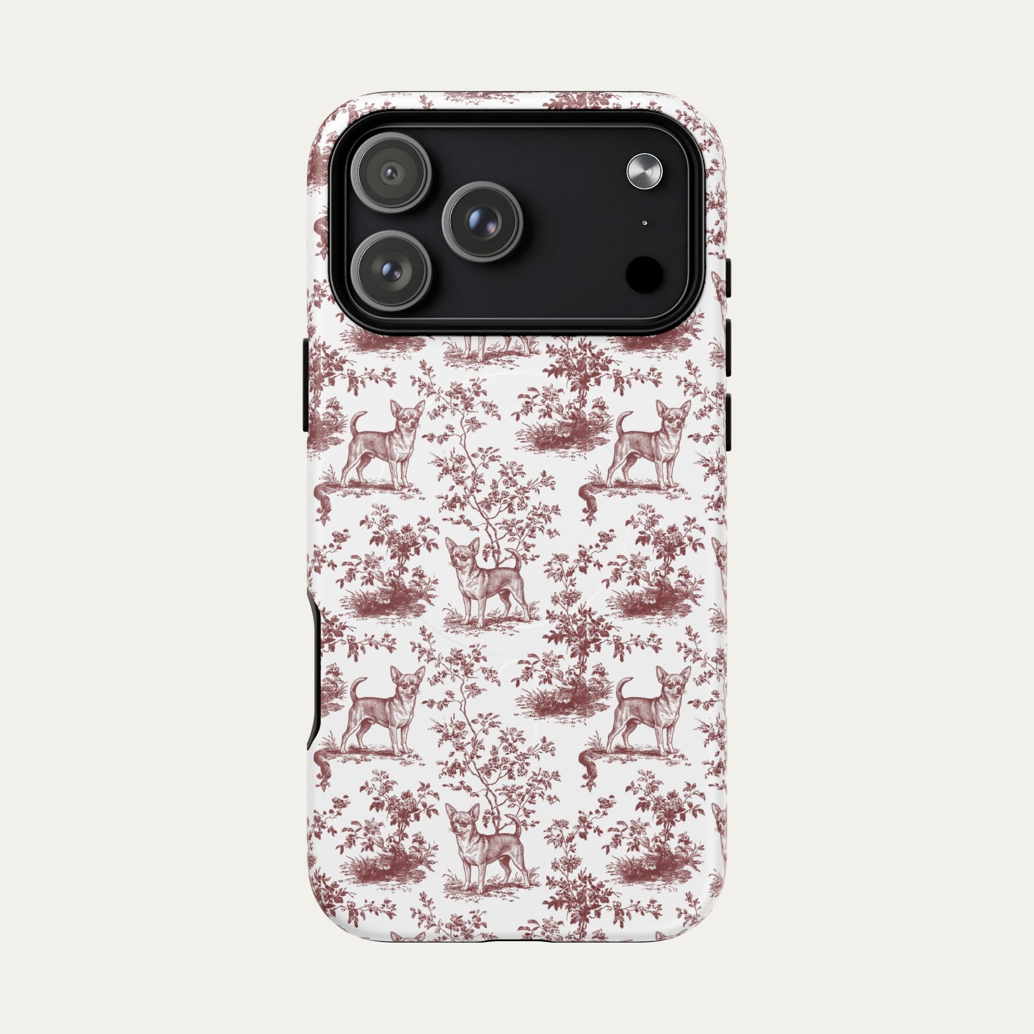 Chihuahua Shorthaired Burgundy Toile phone Case