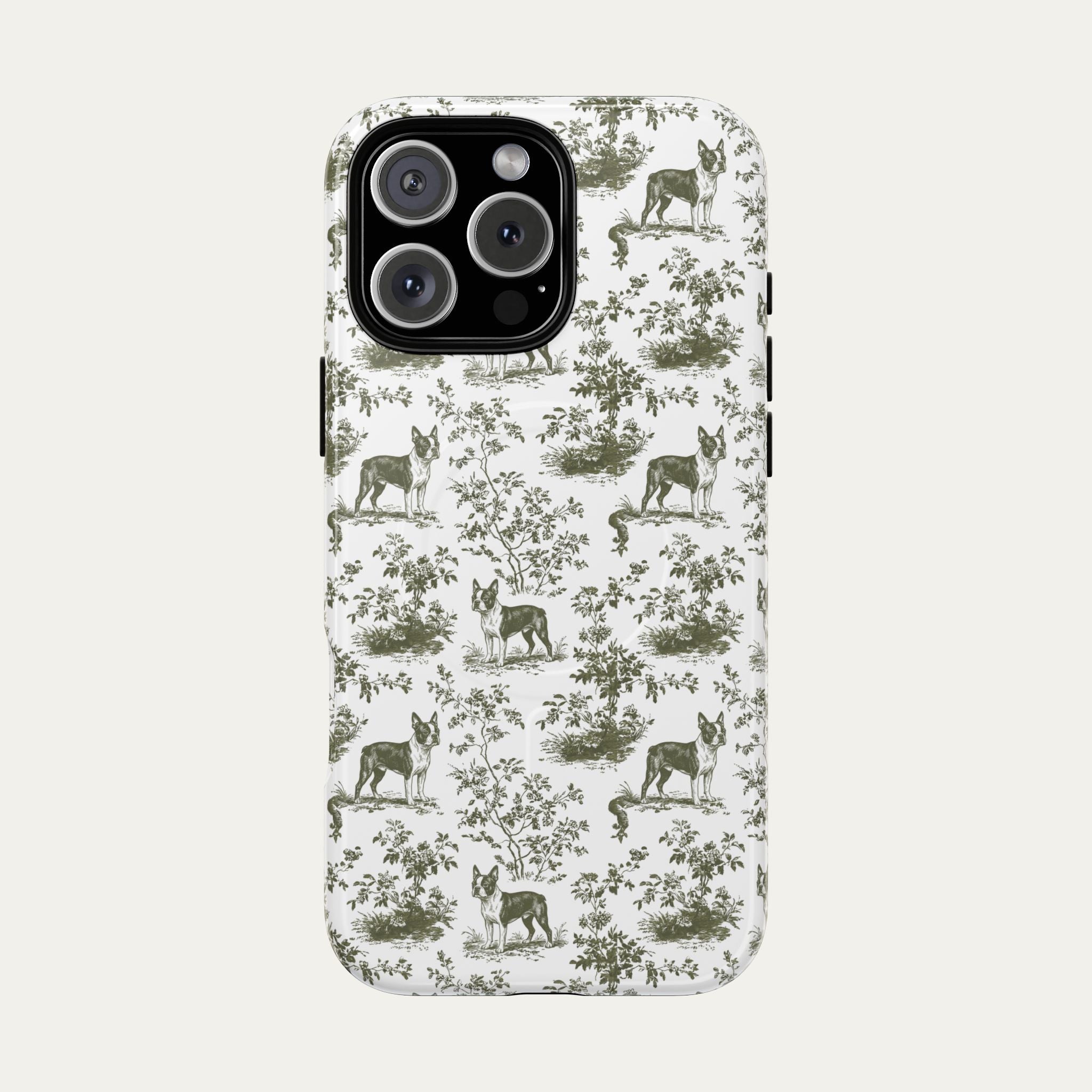 Boston Terrier Sage Green Toile phone Case