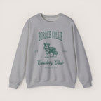 border collie Cowboy Club Sweatshirt - ash with green design